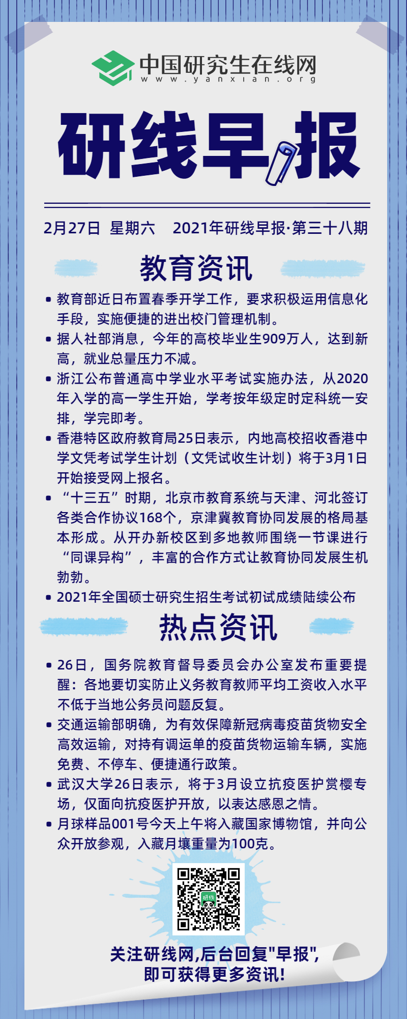 【2021年研線早報·第三十八期】2月27日