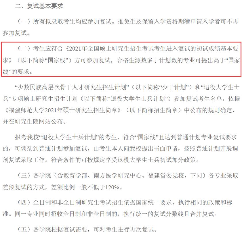 2021考研分數線:福建師范大學復試分數線_復試時間_國家線公布!